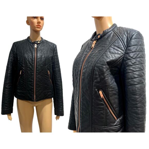 Marc New York Vegan Leather Cafe Racer Motorcycle Biker Jacket | M/L - Picture 5 of 11